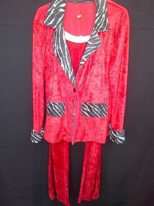 Kids Costumes to Hire - Red Velvet Suit with Zebra detail - CHILD